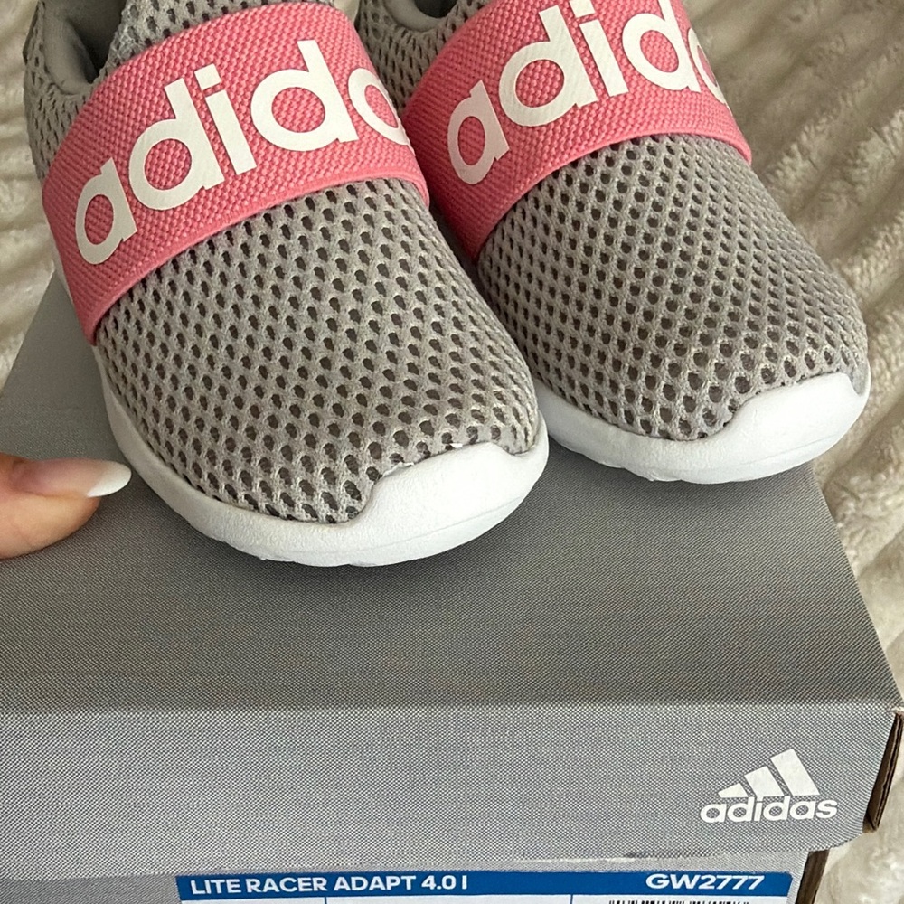 Adidas Kids Sneakers Gray with Pink Band